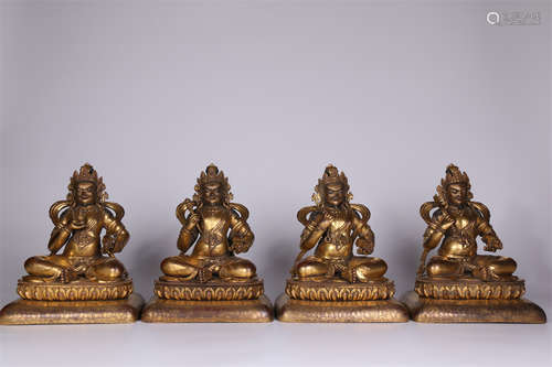 A Set of Gilt Copper Buddha Statues.