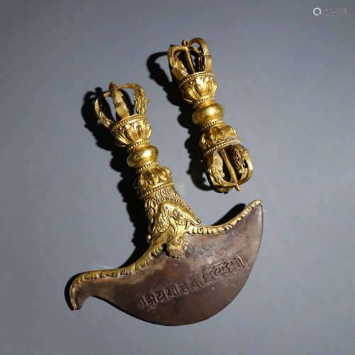 Set of Two Gilt Bronze Buddhist Implements