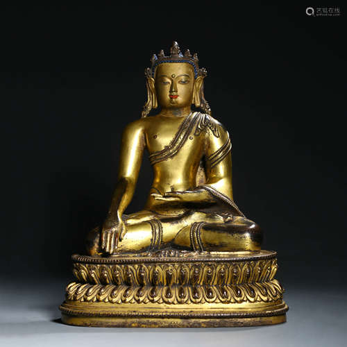 A Gilt Bronze Figure of Shakyamuni