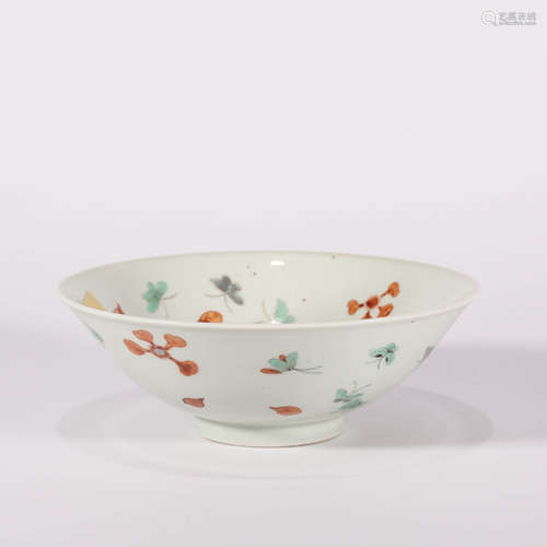 A Famille Rose Butterfly and Flower Bowl