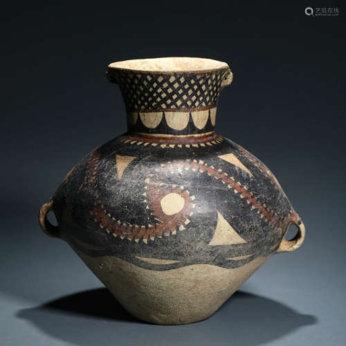 A Majia Kiln Double-Eared Pottery Jar