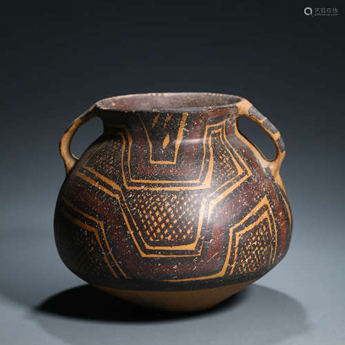 A Majia Kiln Double-Eared Pottery Jar