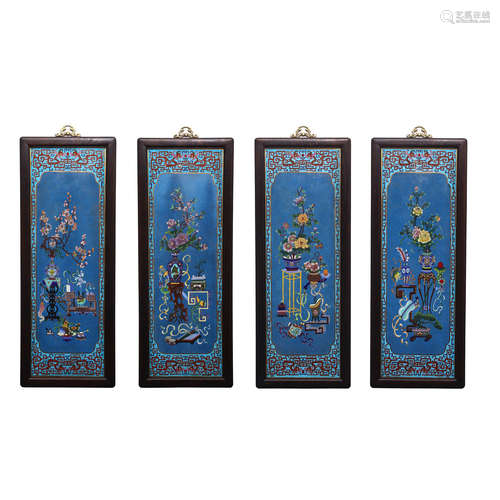 Four Cloisonne Enamel Antiques Hanging Screens