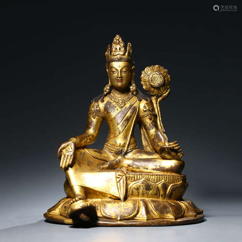 A Gilt Bronze Figure of Guanyin