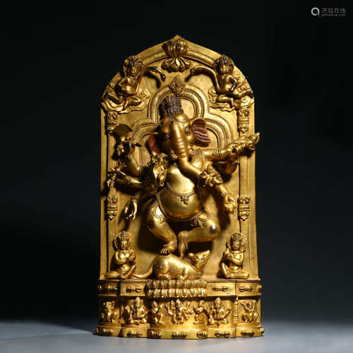 A Gilt Bronze Figure of Elephant Jambhala