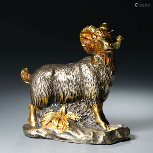 A Gilt Bronze Ram-Form Ornament