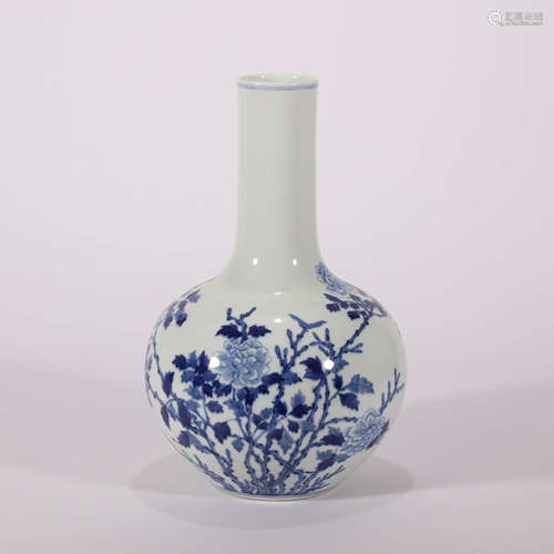 A Blue and White Floral Tianqiuping