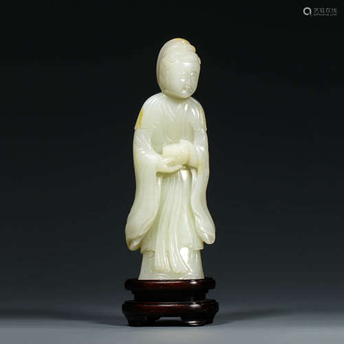 A Carved Jade Figure of Guanyin