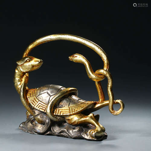 A Gilt Bronze Ornament, Xuanwu