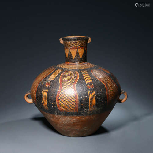 A Majia Kiln Pottery Double-Eared Pot