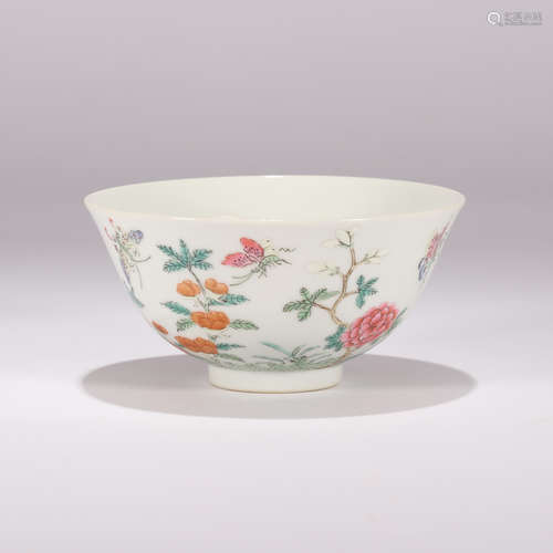 A Famille Rose Butterfly and Flower Bowl