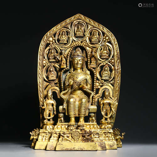 A Gilt Bronze Figure of Buddha with Halo