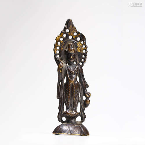 A Bronze Standing Buddha with Halo