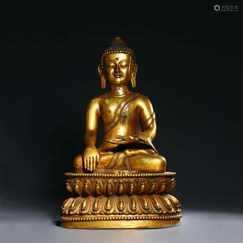 A Gilt Bronze Figure of Shakyamuni