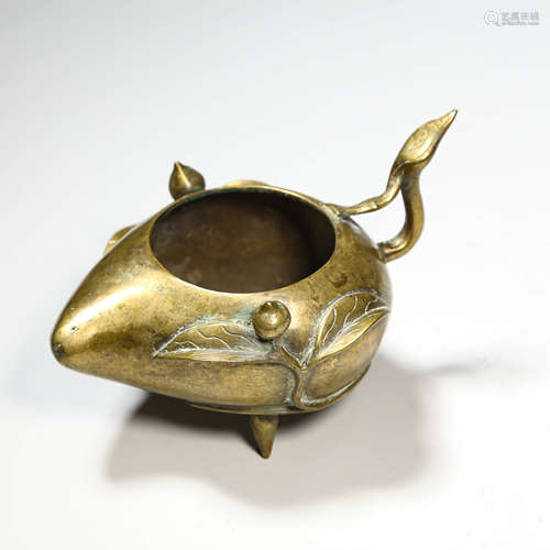 A Bronze Peach-Form Censer