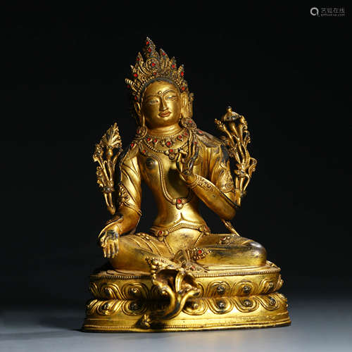 A Gilt Bronze Figure of Tara