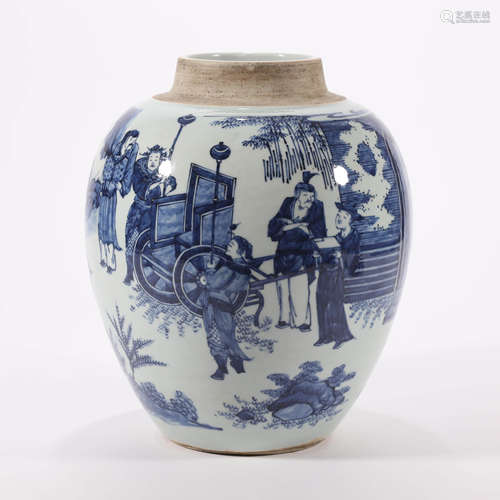 A Blue and White Figure Jar