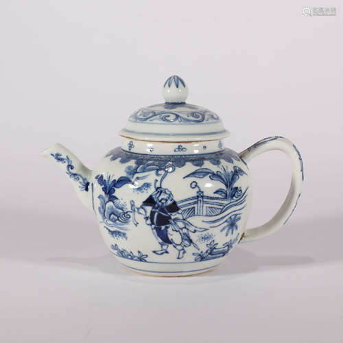 A Blue and White Figure Tea Pot