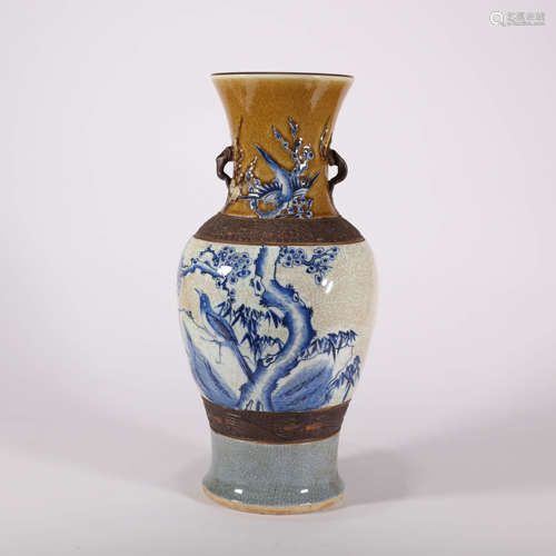 A Ge Type Flower and Bird Vase