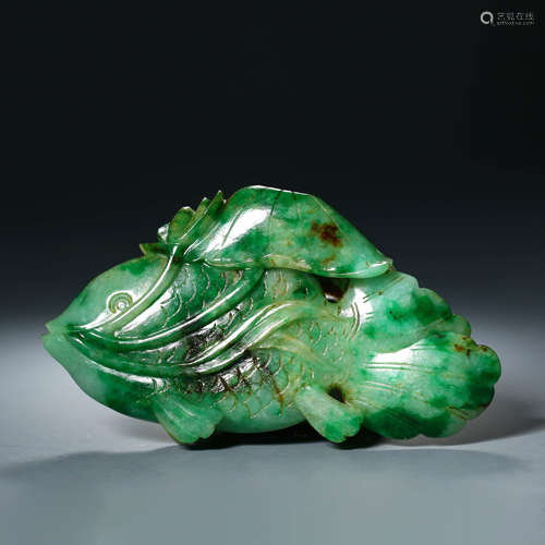 A Mottled Jadeite Carp Ornament