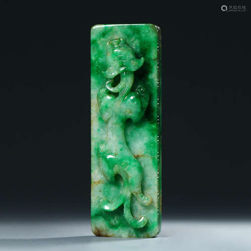 A Mottled Jadeite Chilong Paper Weight