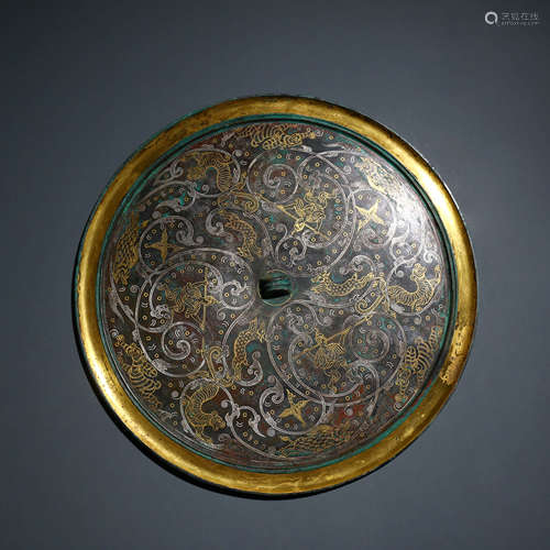 A Gold and Silver Inlaying Bronze Mirror