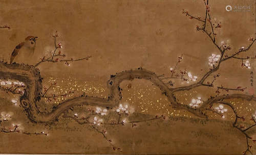 A Chinese Plum Blossom Painting Scroll, Jiang Tingxi Mark