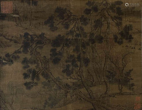 A Chinese Fishing Painting on Silk, Anonymous