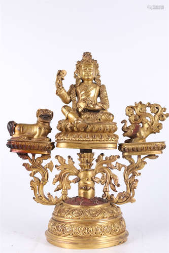 A Gilt Copper Padmasambhava Buddha Statue.