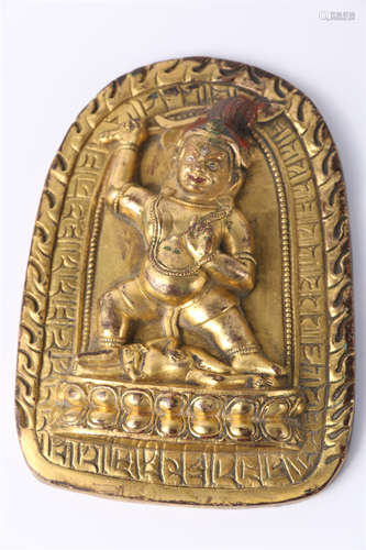 A Gilt Copper Acalanatha Buddha Statue.