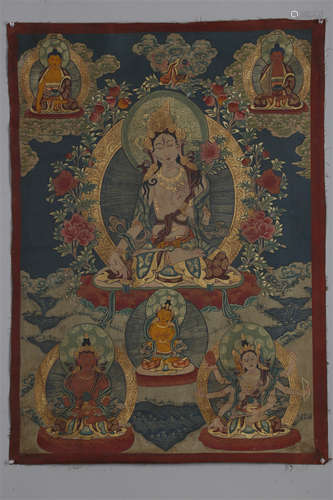 A White Tara Buddha Thangka.