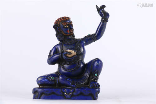 A Lazurite Mahasiddha Buddha Statue.