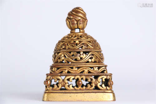 A Gilt Copper Tibetan Seal.