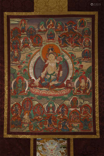 A White Tara Buddha Thangka.