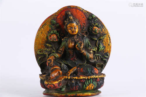 A Clay Tsha-Tsha of Green Tara Buddha.