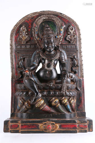 A Black Stone Yellow Wealthy Buddha Statue.