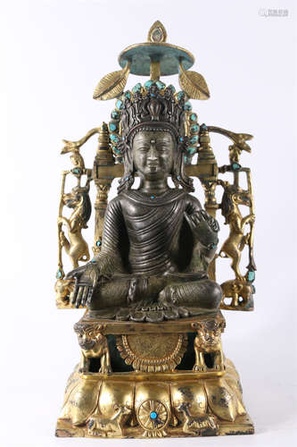 A Gilt Silver Sakyamuni Buddha Statue.