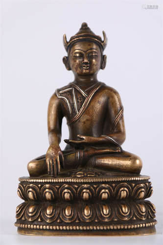 A Copper Guru Buddha Statue.