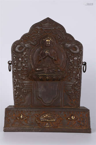 A Gilt Cast Iron Niche Box.