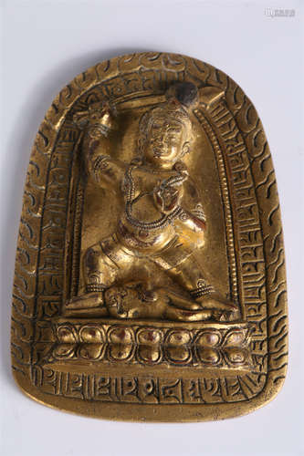 A Gilt Copper Acalavajra Buddha Statue.