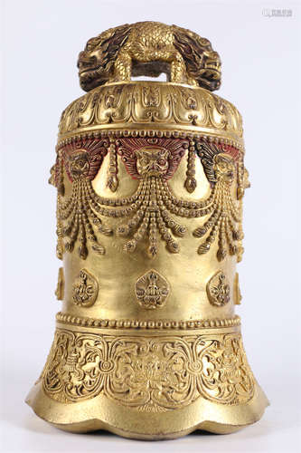 A Gilt Copper Dragon-Knob Bell.