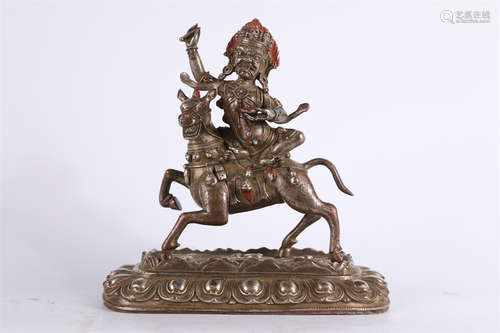 A Silvering Copper Palden Lhamo Buddha Statue.