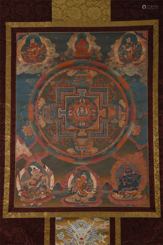 A Four-Arm Avalokitesvara Mandala Thangka.