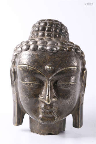 A Copper Sakyamuni Buddha's Head Sculpture.