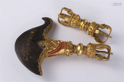 A Set of Gilt Copper Implements for Rite.