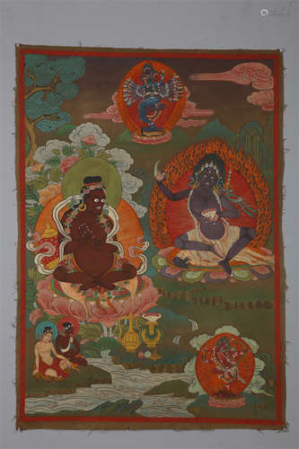 A Dakini and Mahasiddha Buddha Thangka.