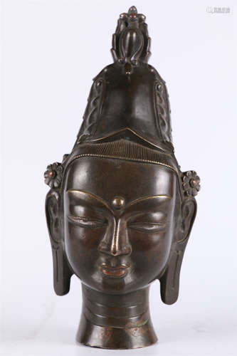 An Alloy Copper Buddha's Head Sculpture.