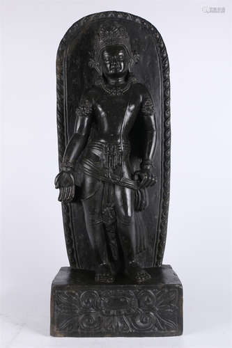 A Black Stone Sakyamuni Buddha Statue.