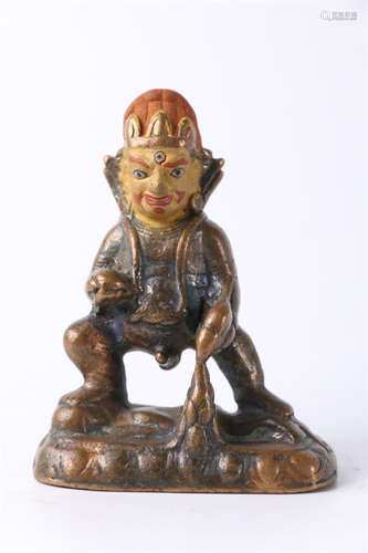 A Copper Black Wealthy Buddha Statue.