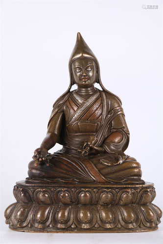 A Copper Tsongkhapa Buddha Statue.